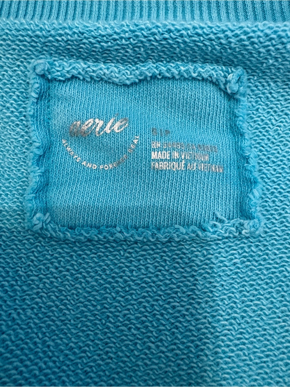Aerie Vacay Every Day Oversized V Neck Sweatshirt French Terry Turquoise S - Picture 6 of 11
